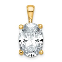 14K Yellow Gold 5 Carat Lab Grown Diamond VS SI+ G+ Oval Complete Four Prong Pendant view 1