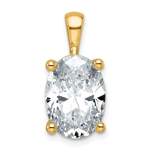 14K Yellow Gold 5 Carat Lab Grown Diamond VS SI+ G+ Oval Complete Four Prong Pendant