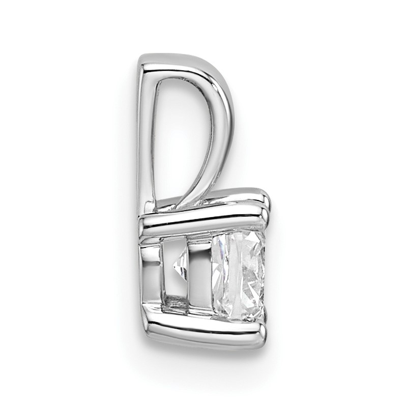 14k White Gold 1/2 carat Lab Grown Diamond VS+ F+ Cushion Complete Four Prong Pendant