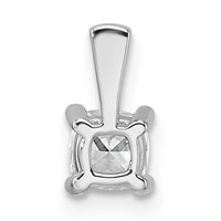 14K White Gold 0.50 Carat Lab Grown Diamond VS SI+ G+ Cushion Complete Four Prong Pendant view 3