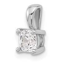 14K White Gold 0.50 Carat Lab Grown Diamond VS SI+ G+ Cushion Complete Four Prong Pendant view 4