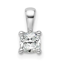 14K White Gold 0.50 Carat Lab Grown Diamond VS SI+ G+ Cushion Complete Four Prong Pendant view 1