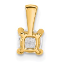 14K Yellow Gold 0.50 Carat Certified Lab Grown Diamond VS+ F+ Cushion Complete Four Prong Pendant view 3