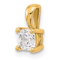 14K Yellow Gold 0.50 Carat Certified Lab Grown Diamond VS+ F+ Cushion Complete Four Prong Pendant view 4