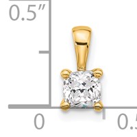 14K Yellow Gold 0.50 Carat Certified Lab Grown Diamond VS+ F+ Cushion Complete Four Prong Pendant view 5