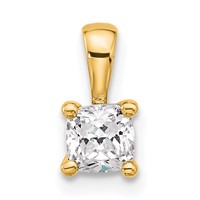 14K Yellow Gold 0.50 Carat Certified Lab Grown Diamond VS+ F+ Cushion Complete Four Prong Pendant view 1