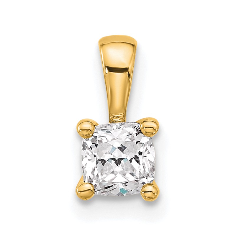 14k 1/2 carat Lab Grown Diamond VS+ F+ Cushion Complete Four Prong Pendant