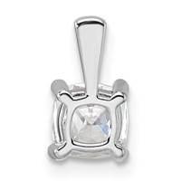 14K White Gold 0.75 Carat Lab Grown Diamond VS SI+ G+ Cushion Complete Four Prong Pendant view 3
