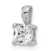 14K White Gold 0.75 Carat Lab Grown Diamond VS SI+ G+ Cushion Complete Four Prong Pendant view 4