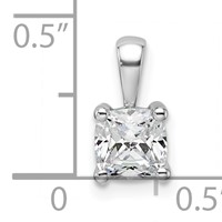 14K White Gold 0.75 Carat Lab Grown Diamond VS SI+ G+ Cushion Complete Four Prong Pendant view 5