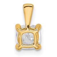 14K Yellow Gold 0.75 Carat Lab Grown Diamond VS+ F+ Cushion Complete Four Prong Pendant view 3