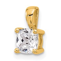 14K Yellow Gold 0.75 Carat Lab Grown Diamond VS+ F+ Cushion Complete Four Prong Pendant view 4