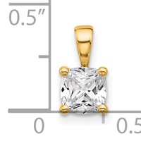 14K Yellow Gold 0.75 Carat Lab Grown Diamond VS+ F+ Cushion Complete Four Prong Pendant view 5