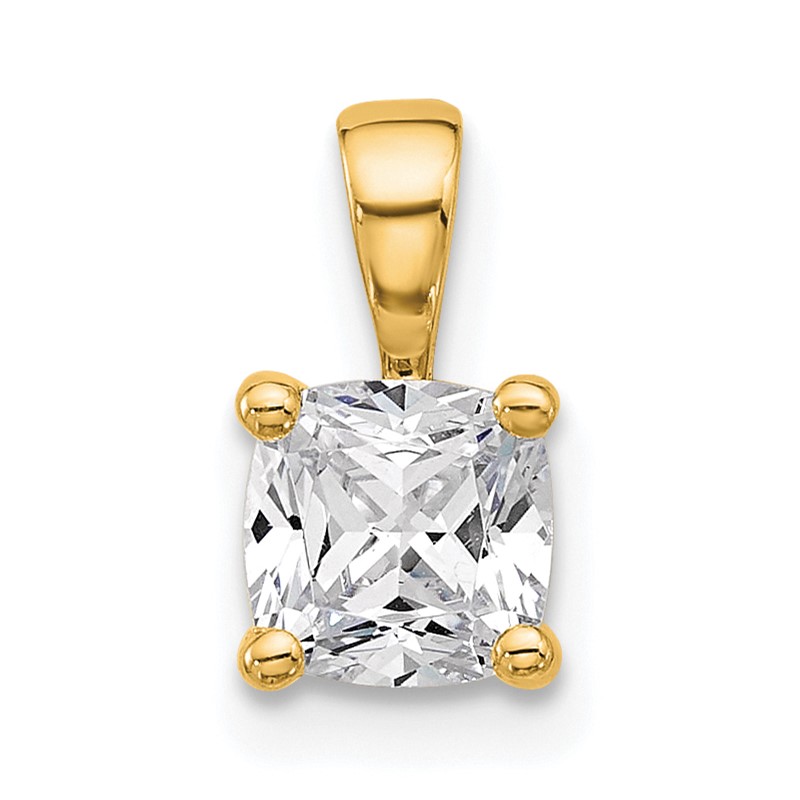 14k 3/4 carat Certified Lab Grown Diamond VS/SI+ G+ Cushion Complete Four Prong Pendant