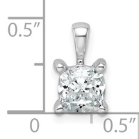 14K White Gold 1 Carat Certified Lab Grown Diamond VS SI+ G+ Cushion Complete Four Prong Pendant view 4