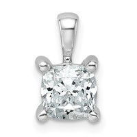 14K White Gold 1 Carat Certified Lab Grown Diamond VS SI+ G+ Cushion Complete Four Prong Pendant view 1