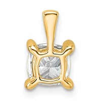 14K Yellow Gold 1 Carat Lab Grown Diamond VS SI+ G+ Cushion Complete Four Prong Pendant view 3