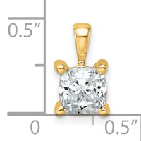 14K Yellow Gold 1 Carat Lab Grown Diamond VS SI+ G+ Cushion Complete Four Prong Pendant view 4