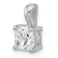 14K White Gold 1.50 Carat Certified Lab Grown Diamond VS+ F+ Cushion Complete Four Prong Pendant view 4