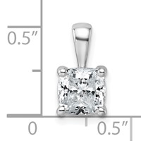 14K White Gold 1.50 Carat Certified Lab Grown Diamond VS+ F+ Cushion Complete Four Prong Pendant view 5