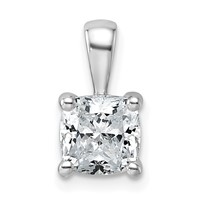 14K White Gold 1.50 Carat Certified Lab Grown Diamond VS+ F+ Cushion Complete Four Prong Pendant view 1