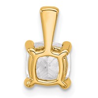 14K Yellow Gold 1.50 Carat Lab Grown Diamond VS SI+ G+ Cushion Complete Four Prong Pendant view 3