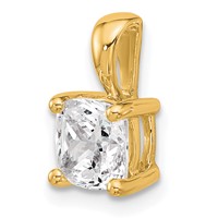 14K Yellow Gold 1.50 Carat Lab Grown Diamond VS SI+ G+ Cushion Complete Four Prong Pendant view 4
