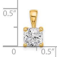 14K Yellow Gold 1.50 Carat Lab Grown Diamond VS SI+ G+ Cushion Complete Four Prong Pendant view 5