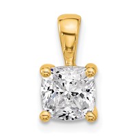 14K Yellow Gold 1.50 Carat Lab Grown Diamond VS SI+ G+ Cushion Complete Four Prong Pendant view 1