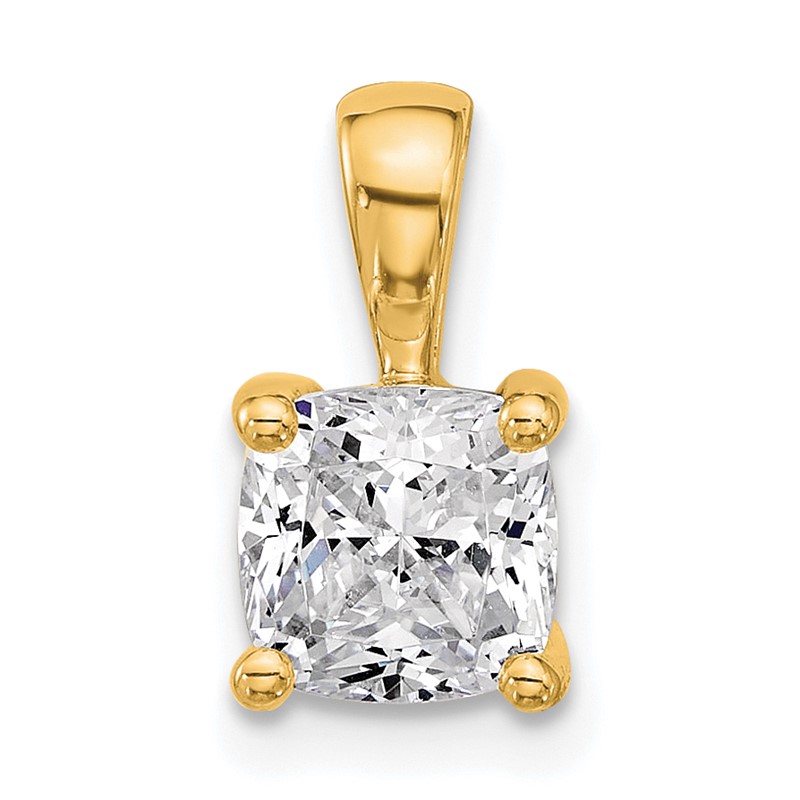 14k 1 1/2 carat Lab Grown Diamond VS+ F+ Cushion Complete Four Prong Pendant