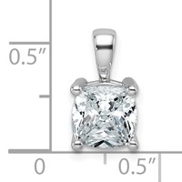 14K White Gold 2 Carat Certified Lab Grown Diamond VS SI+ G+ Cushion Complete Four Prong Pendant view 4