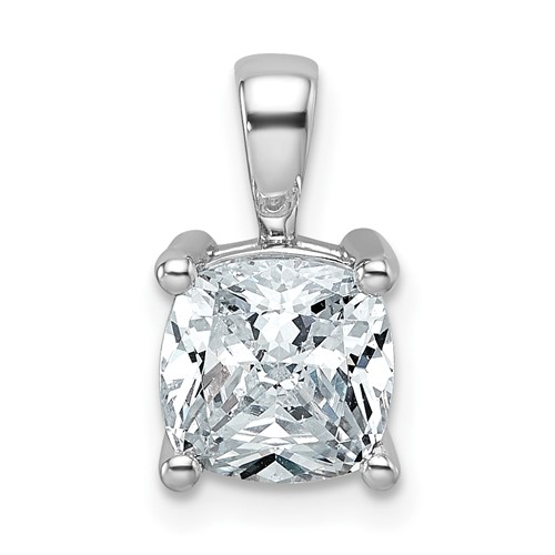 14K White Gold 2 Carat Certified Lab Grown Diamond VS+ F+ Cushion Complete Four Prong Pendant