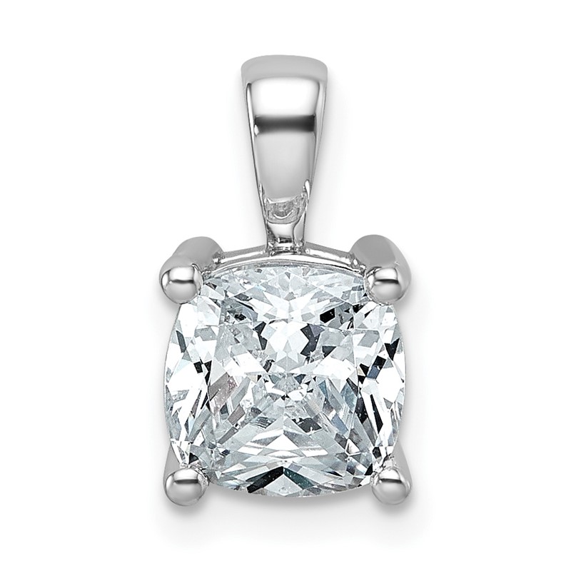 14k White Gold 2 carat Certified Lab Grown Diamond VS/SI+ G+ Cushion Complete Four Prong Pendant
