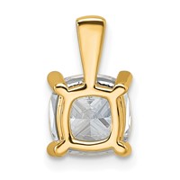 14K Yellow Gold 2 Carat Certified Lab Grown Diamond VS+ F+ Cushion Complete Four Prong Pendant view 3