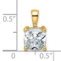 14K Yellow Gold 2 Carat Certified Lab Grown Diamond VS+ F+ Cushion Complete Four Prong Pendant view 4