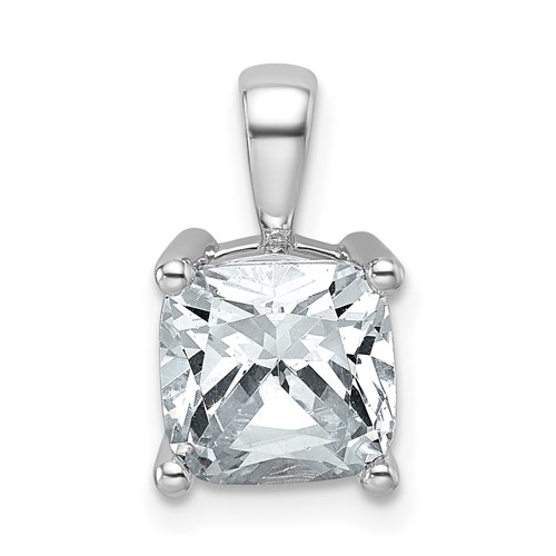 14K White Gold 2.50 Carat Certified Lab Grown Diamond VS+ F+ Cushion Complete Four Prong Pendant