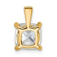 14K Yellow Gold 2.50 Carat Lab Grown Diamond VS+ F+ Cushion Complete Four Prong Pendant view 3