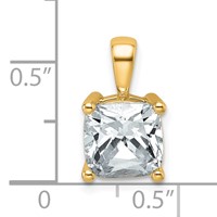 14K Yellow Gold 2.50 Carat Lab Grown Diamond VS+ F+ Cushion Complete Four Prong Pendant view 4