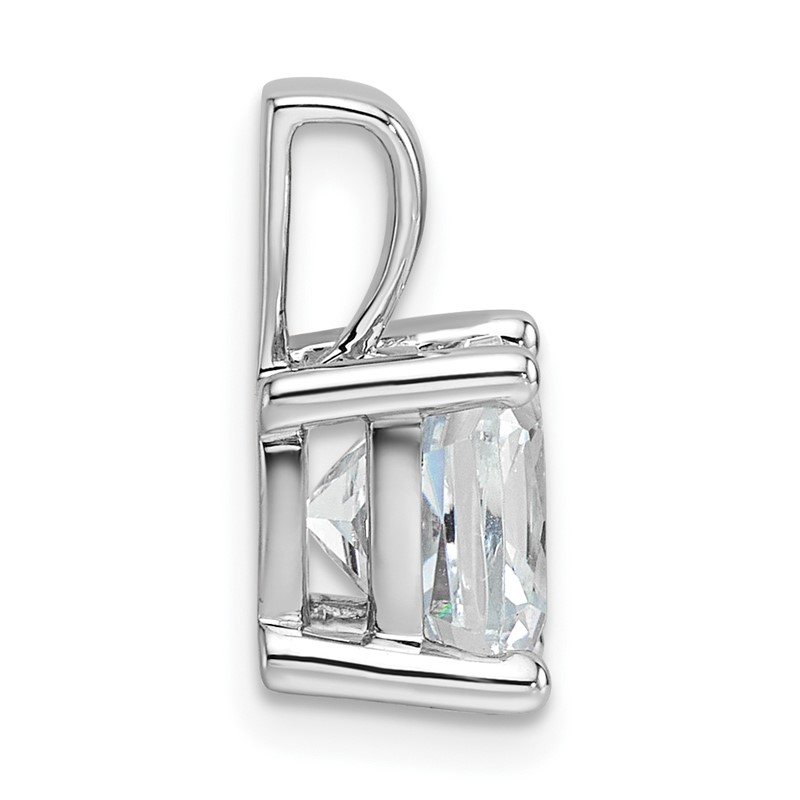 14k White Gold 3 carat Lab Grown Diamond VS/SI+ G+ Cushion Complete Four Prong Pendant