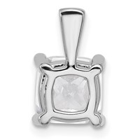 14K White Gold 3 Carat Lab Grown Diamond VS+ F+ Cushion Complete Four Prong Pendant view 3