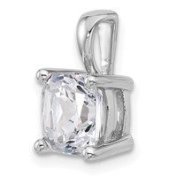 14K White Gold 3 Carat Lab Grown Diamond VS+ F+ Cushion Complete Four Prong Pendant view 4