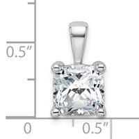 14K White Gold 3 Carat Lab Grown Diamond VS+ F+ Cushion Complete Four Prong Pendant view 5