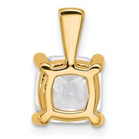 14K Yellow Gold 3 Carat Certified Lab Grown Diamond VS+ F+ Cushion Complete Four Prong Pendant view 3