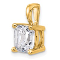 14K Yellow Gold 3 Carat Certified Lab Grown Diamond VS+ F+ Cushion Complete Four Prong Pendant view 4