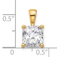 14K Yellow Gold 3 Carat Certified Lab Grown Diamond VS+ F+ Cushion Complete Four Prong Pendant view 5