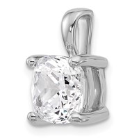 14K White Gold 4 Carat Lab Grown Diamond VS SI+ G+ Cushion Complete Four Prong Pendant view 4
