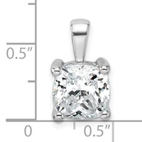 14K White Gold 4 Carat Lab Grown Diamond VS SI+ G+ Cushion Complete Four Prong Pendant view 5