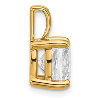 14K Yellow Gold 4 Carat Lab Grown Diamond VS+ F+ Cushion Complete Four Prong Pendant view 2