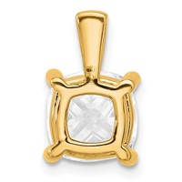 14K Yellow Gold 4 Carat Lab Grown Diamond VS+ F+ Cushion Complete Four Prong Pendant view 3