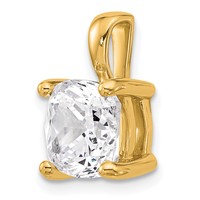14K Yellow Gold 4 Carat Lab Grown Diamond VS+ F+ Cushion Complete Four Prong Pendant view 4